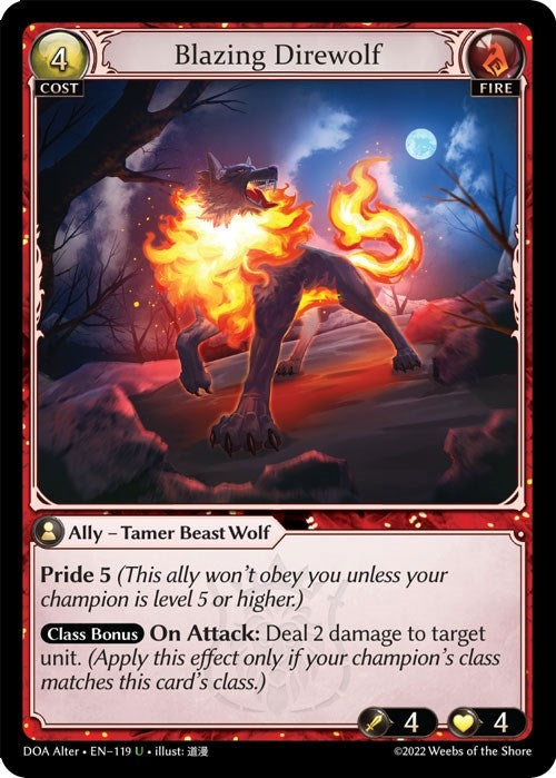 Image for Blazing Direwolf (119) (Dawn of Ashes Alter Edition) (DOA Alter) - Grand Archive TCG