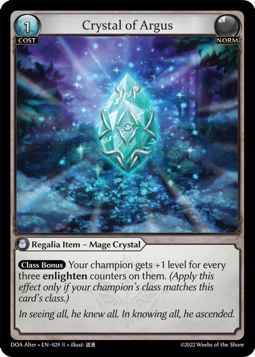 Image for Crystal of Argus (029) (Dawn of Ashes Alter Edition) (DOA Alter) - Grand Archive TCG