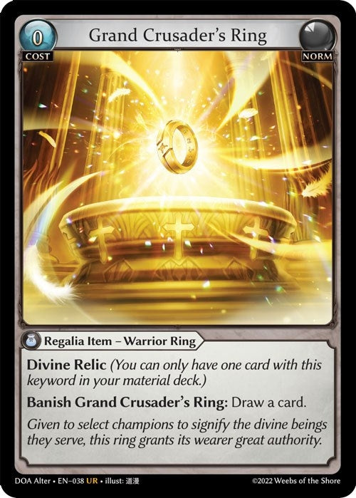 Image for Grand Crusader's Ring (038) (Dawn of Ashes Alter Edition) (DOA Alter) - Grand Archive TCG