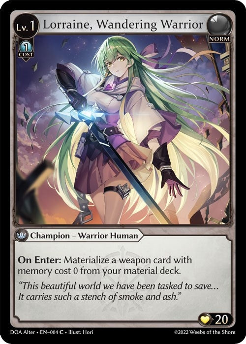 Image for Lorraine, Wandering Warrior (004) (Dawn of Ashes Alter Edition) (DOA Alter) - Grand Archive TCG
