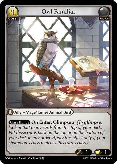 Image for Owl Familiar (101) (Dawn of Ashes Alter Edition) (DOA Alter) - Grand Archive TCG
