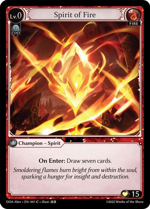 Image for Spirit of Fire (001) (Dawn of Ashes Alter Edition) (DOA Alter) - Grand Archive TCG