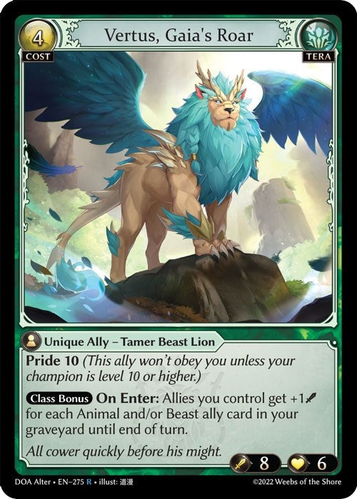 Image for Vertus, Gaia's Roar (275) (Dawn of Ashes Alter Edition) (DOA Alter) - Grand Archive TCG
