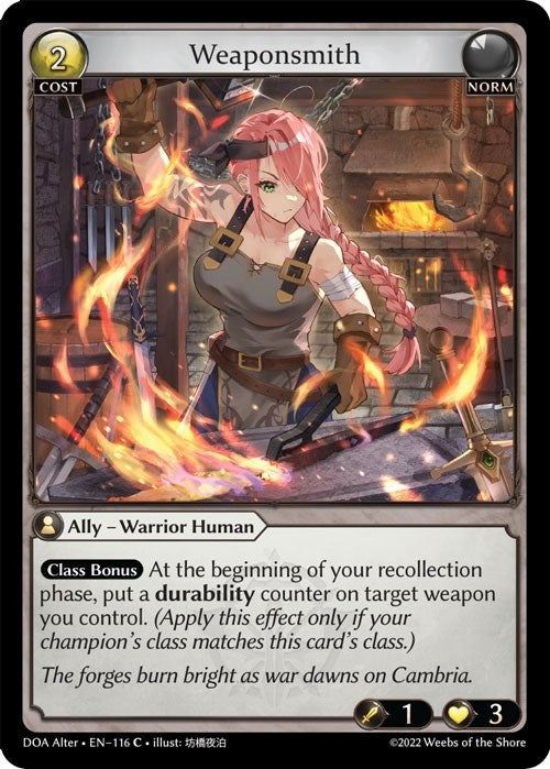 Image for Weaponsmith (116) (Dawn of Ashes Alter Edition) (DOA Alter) - Grand Archive TCG