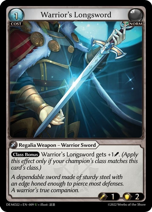 Image for Warrior's Longsword (009) (2022 Demo Deck) (DEMO22) - Grand Archive TCG