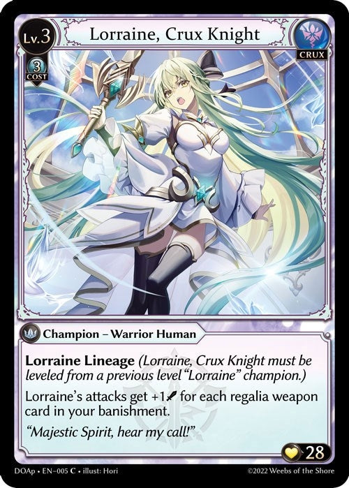 Image for Lorraine, Crux Knight (005) (Dawn of Ashes Prelude) (DOAp) - Grand Archive TCG