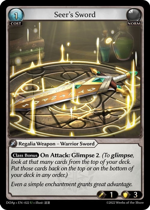 Image for Seer's Sword (022) (Dawn of Ashes Prelude) (DOAp) - Grand Archive TCG