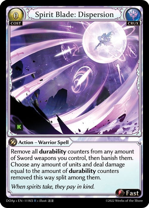 Image for Spirit Blade: Dispersion (KS) (111KS) (Dawn of Ashes Prelude) (DOAp) - Grand Archive TCG