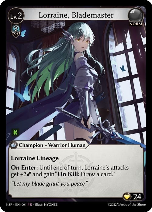 Image for Lorraine, Blademaster (001) (Kickstarter Promotional Cards) (KSP) - Grand Archive TCG