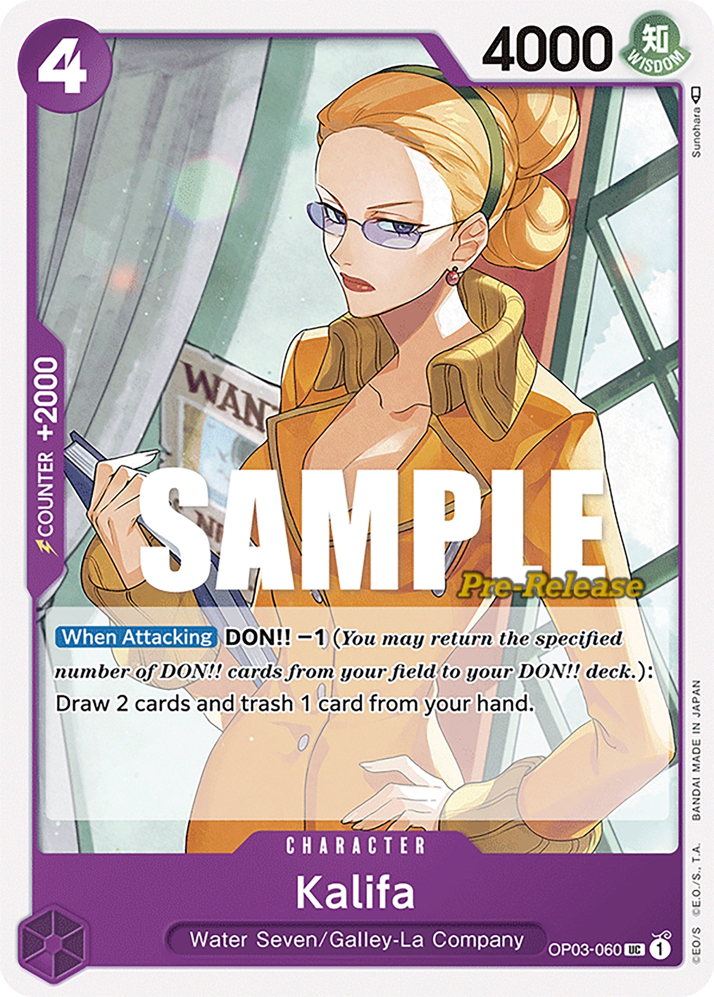 Image for Kalifa (OP03-060) (Pillars of Strength Pre-Release Cards) (OP03 PRE) - One Piece Card Game