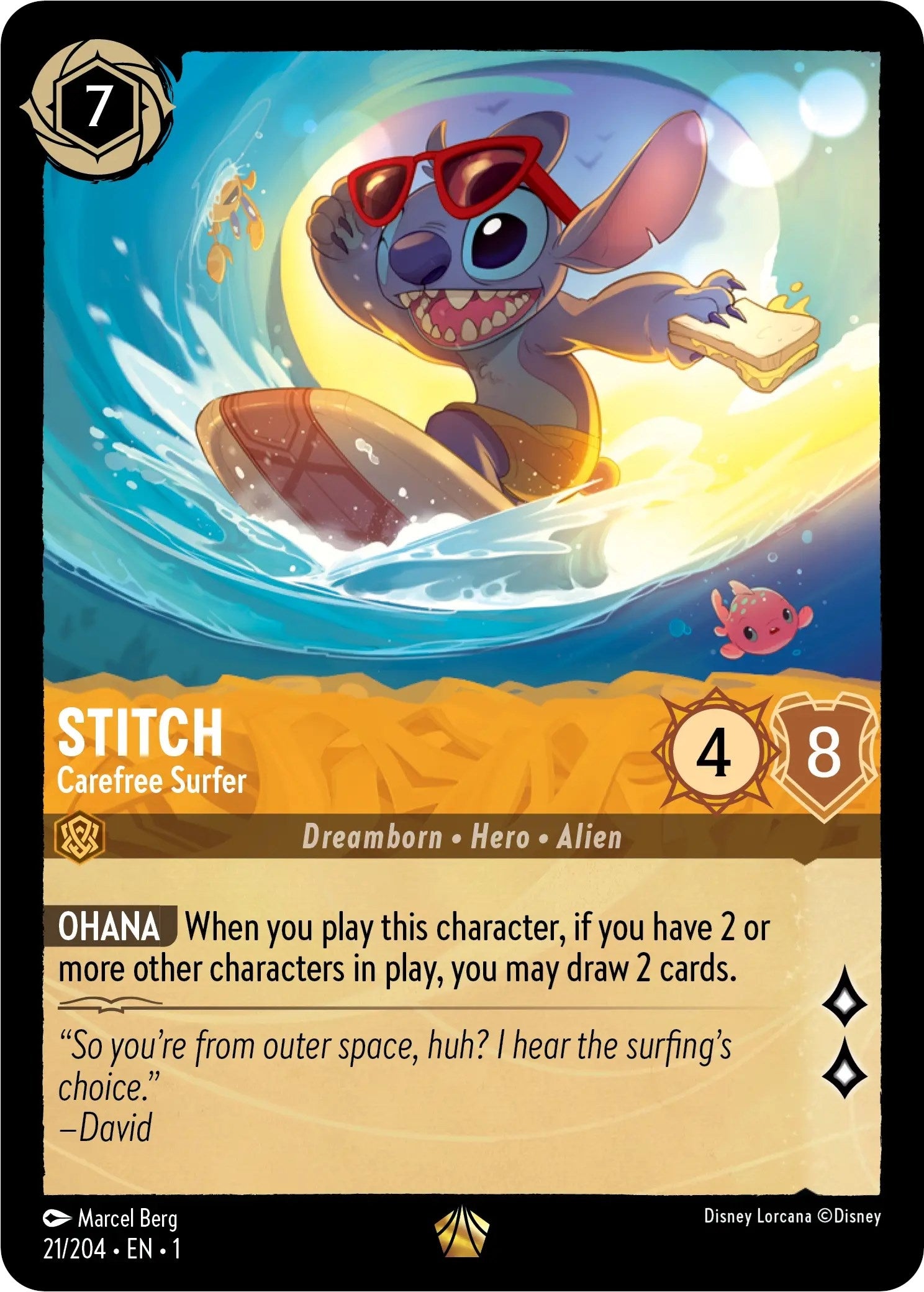 Image for Stitch - Carefree Surfer (21/204) (The First Chapter) (1) - Disney Lorcana