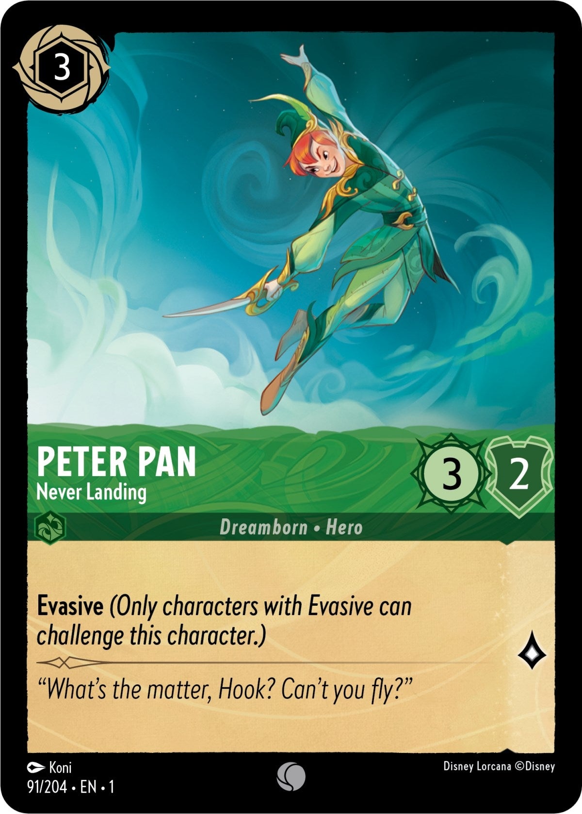 Image for Peter Pan - Never Landing (91/204) (The First Chapter) (1) - Disney Lorcana