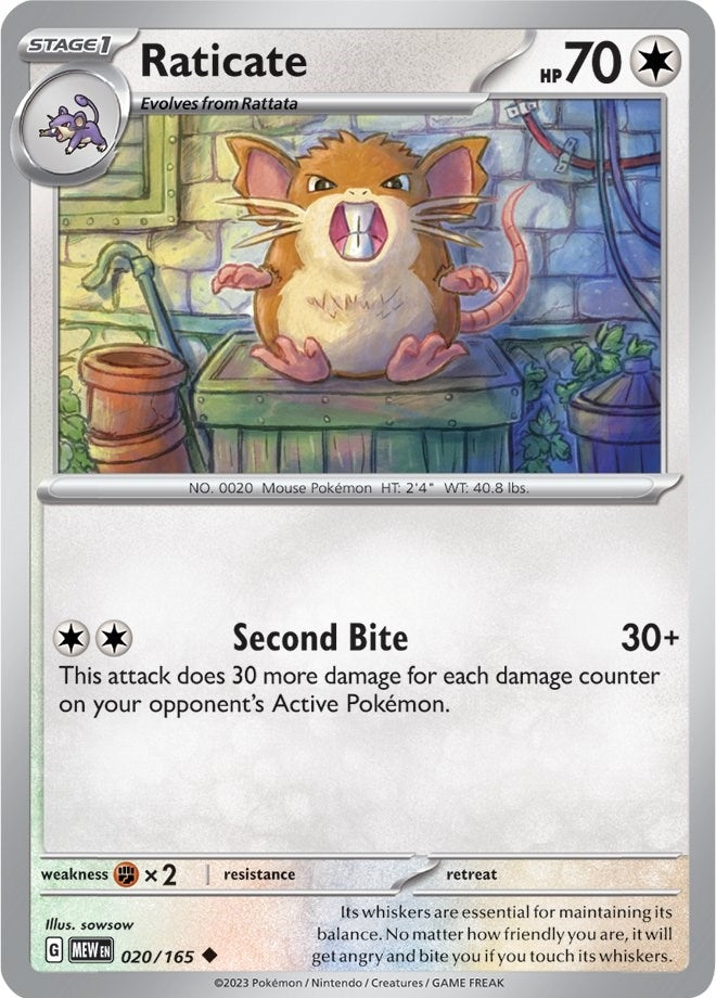 Image for Raticate (020/165) (SV: Scarlet & Violet 151) (MEW) - Pokemon