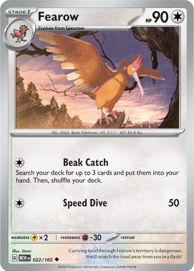Image for Fearow (022/165) (SV: Scarlet & Violet 151) (MEW) - Pokemon
