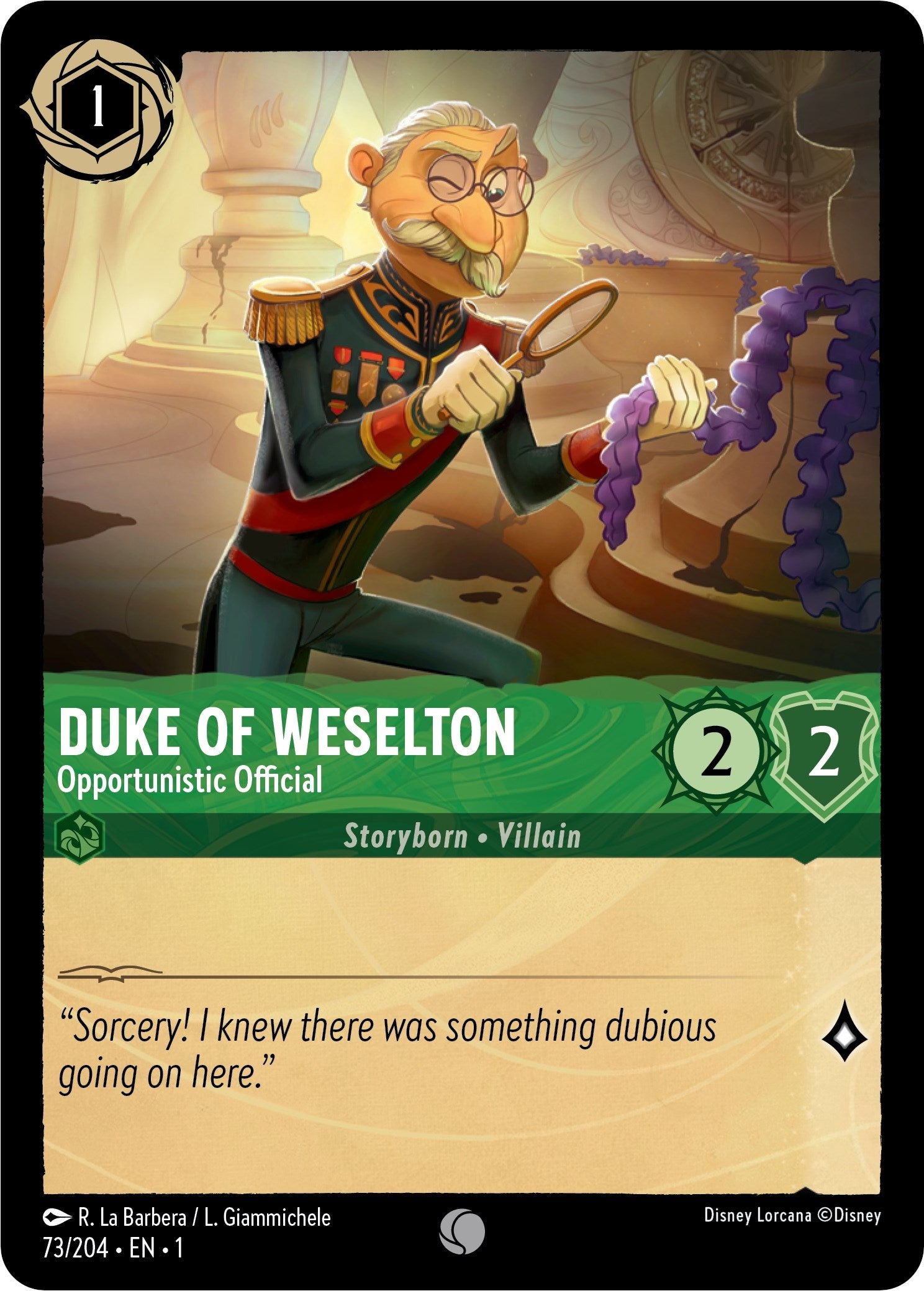Image for Duke of Weselton - Opportunistic Official (73/204) (The First Chapter) (1) - Disney Lorcana
