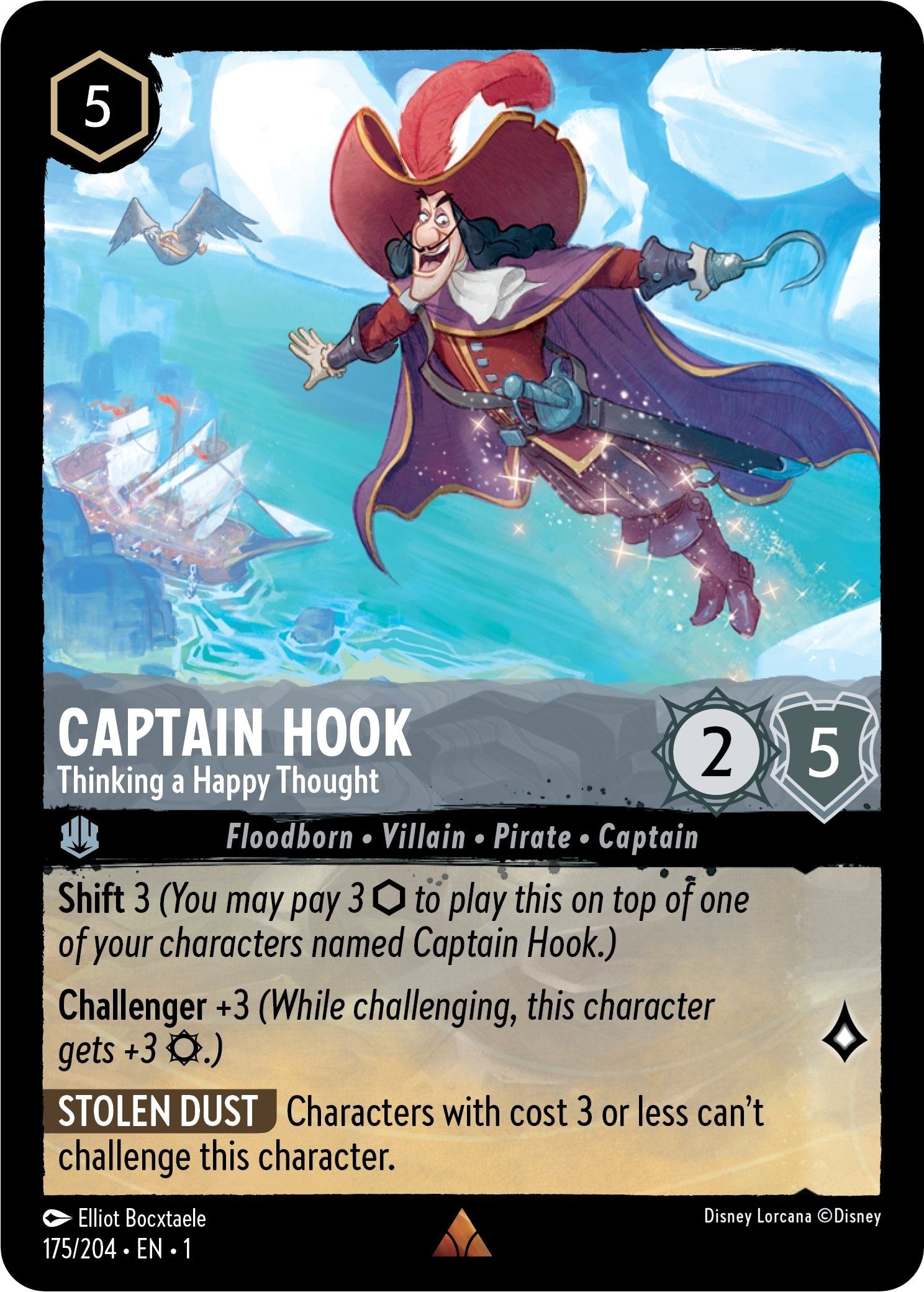 Image for Captain Hook - Thinking a Happy Thought (175/204) (The First Chapter) (1) - Disney Lorcana
