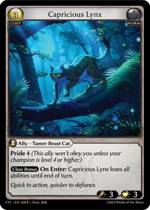 Image for Capricious Lynx (028) (Fractured Crown) (FTC) - Grand Archive TCG