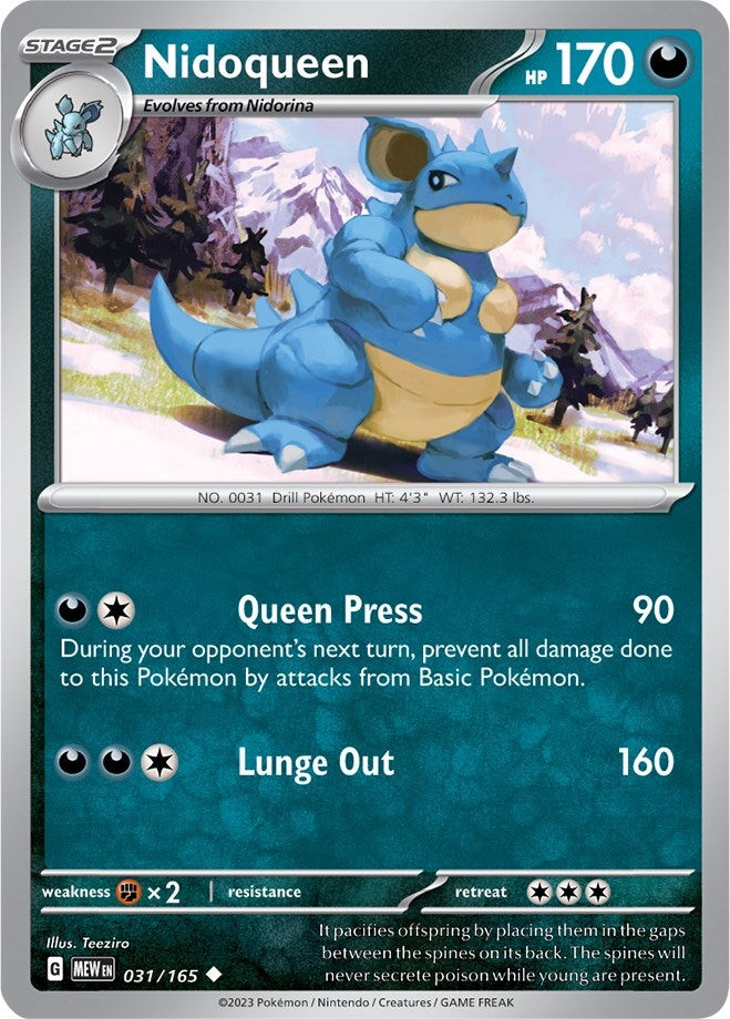 Image for Nidoqueen (031/165) (SV: Scarlet & Violet 151) (MEW) - Pokemon
