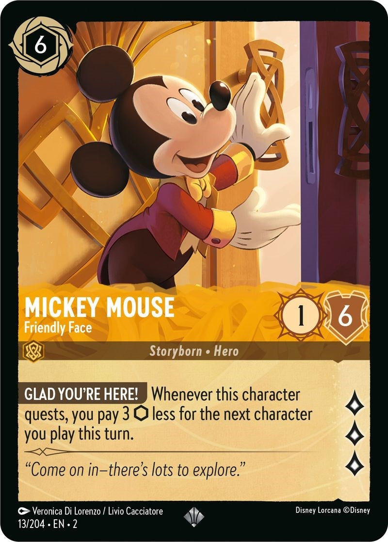 Image for Mickey Mouse - Friendly Face (13/204) (Rise of the Floodborn) (2) - Disney Lorcana