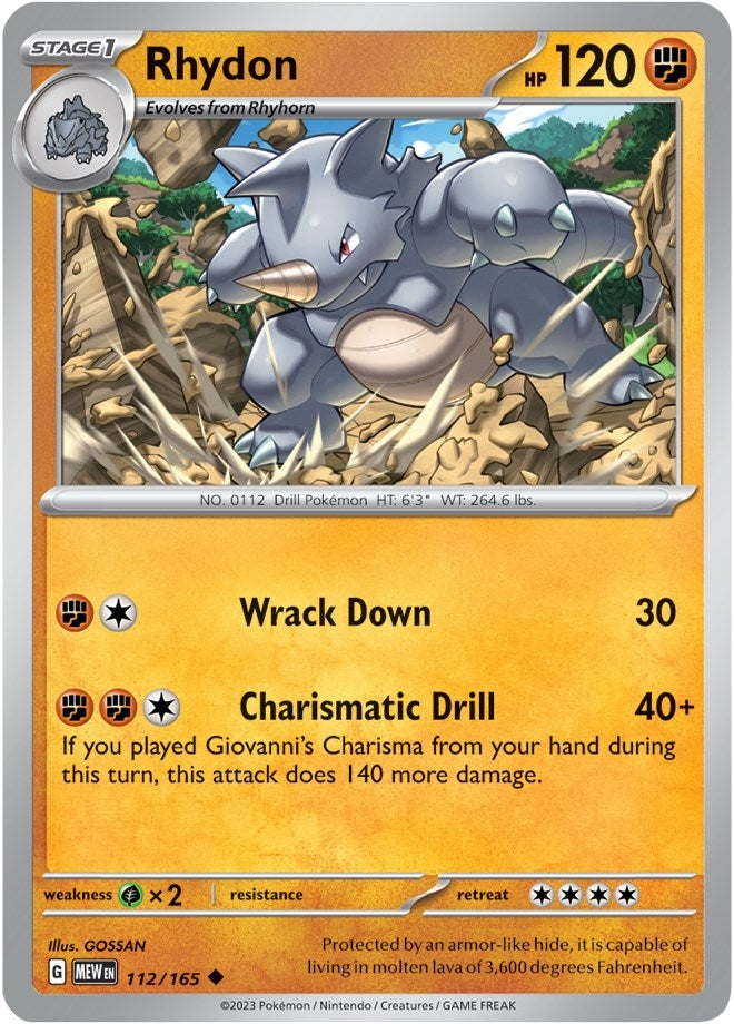 Image for Rhydon (112/165) (SV: Scarlet & Violet 151) (MEW) - Pokemon