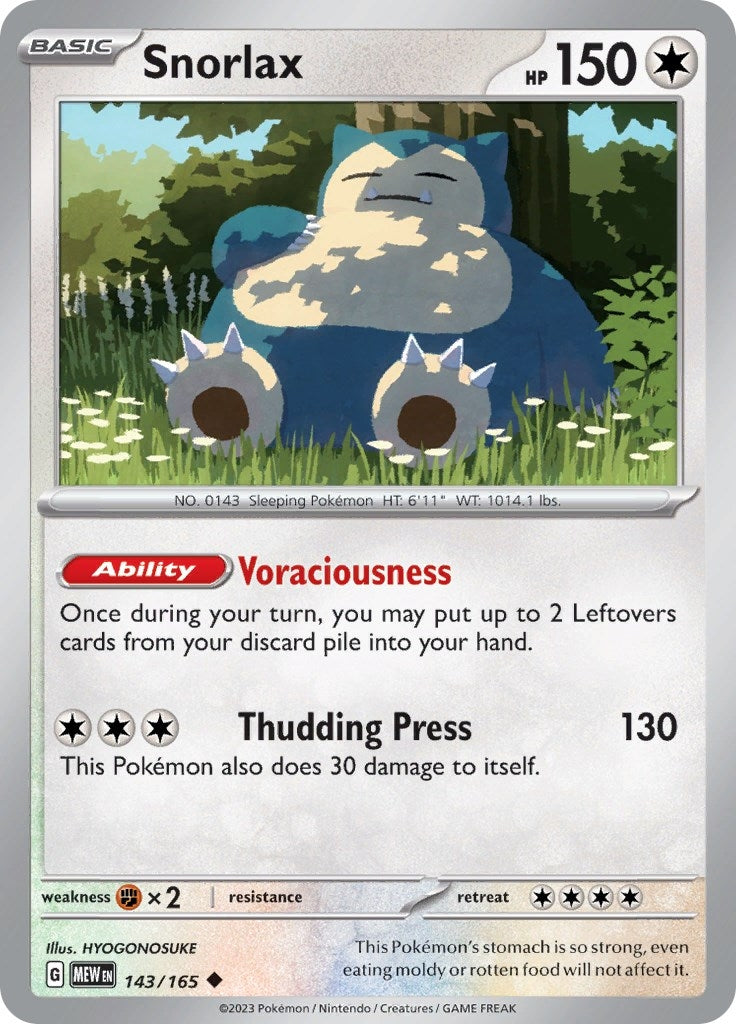 Image for Snorlax (143/165) (SV: Scarlet & Violet 151) (MEW) - Pokemon