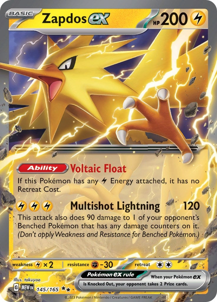 Image for Zapdos ex (145/165) (SV: Scarlet & Violet 151) (MEW) - Pokemon