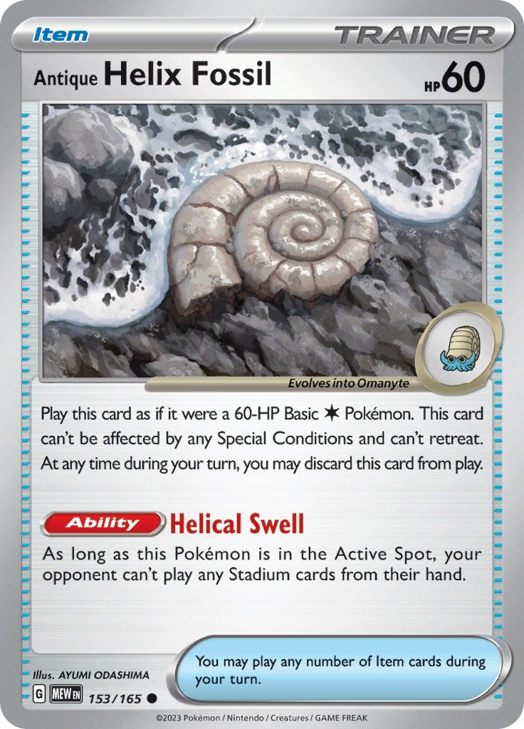 Image for Antique Helix Fossil (153/165) (SV: Scarlet & Violet 151) (MEW) - Pokemon