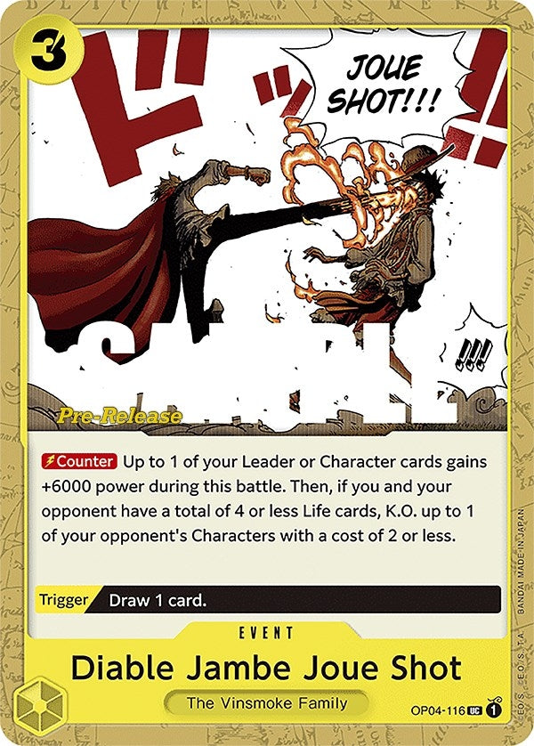 Image for Diable Jambe Joue Shot (OP04-116) (Kingdoms of Intrigue Pre-Release Cards) (OP04 PRE) - One Piece Card Game