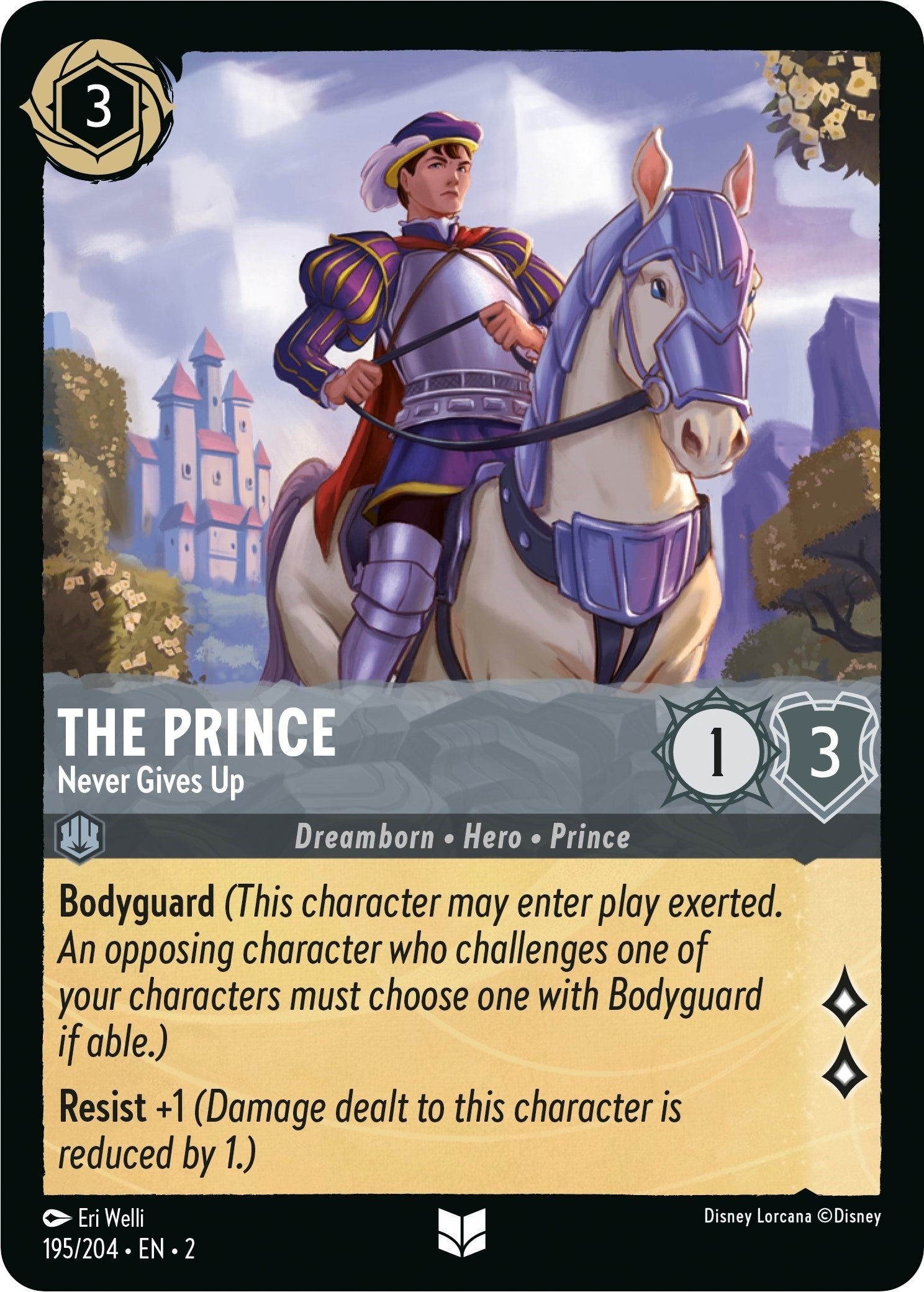 Image for The Prince - Never Gives Up (195/204) (Rise of the Floodborn) (2) - Disney Lorcana