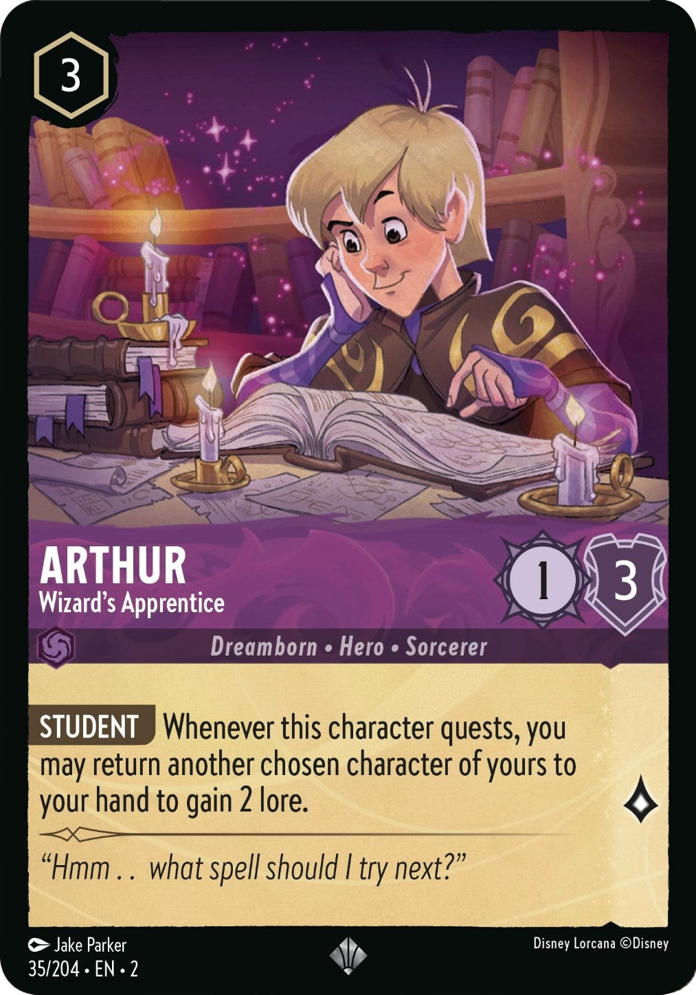 Image for Arthur - Wizard's Apprentice (35/204) (Rise of the Floodborn) (2) - Disney Lorcana