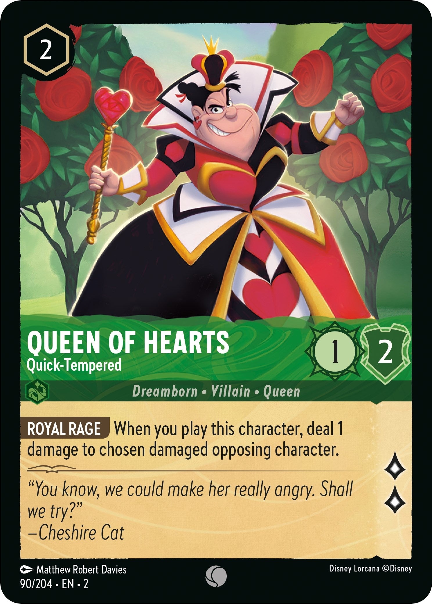 Image for Queen of Hearts - Quick-Tempered (90/204) (Rise of the Floodborn) (2) - Disney Lorcana