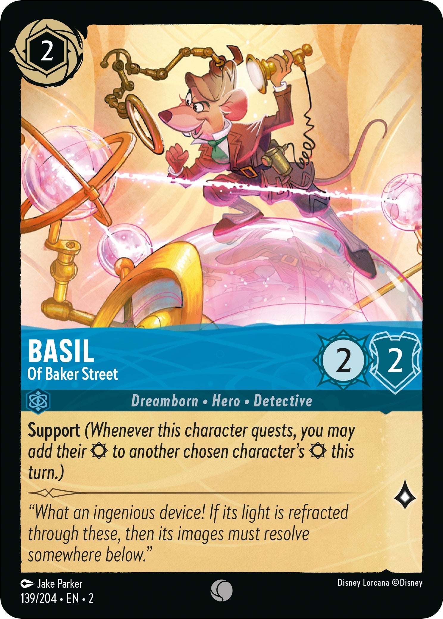 Image for Basil - Of Baker Street (139/204) (Rise of the Floodborn) (2) - Disney Lorcana