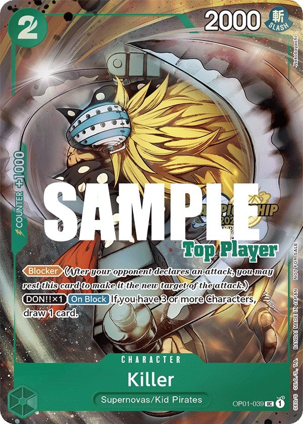 Image for Killer (CS 2023 Top Players Pack) (OP01-039) (One Piece Promotion Cards) (OP-PR) - One Piece Card Game