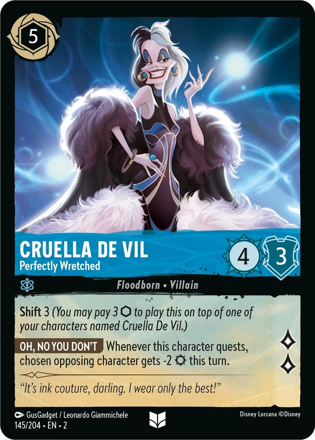 Image for Cruella De Vil - Perfectly Wretched (145/204) (Rise of the Floodborn) (2) - Disney Lorcana