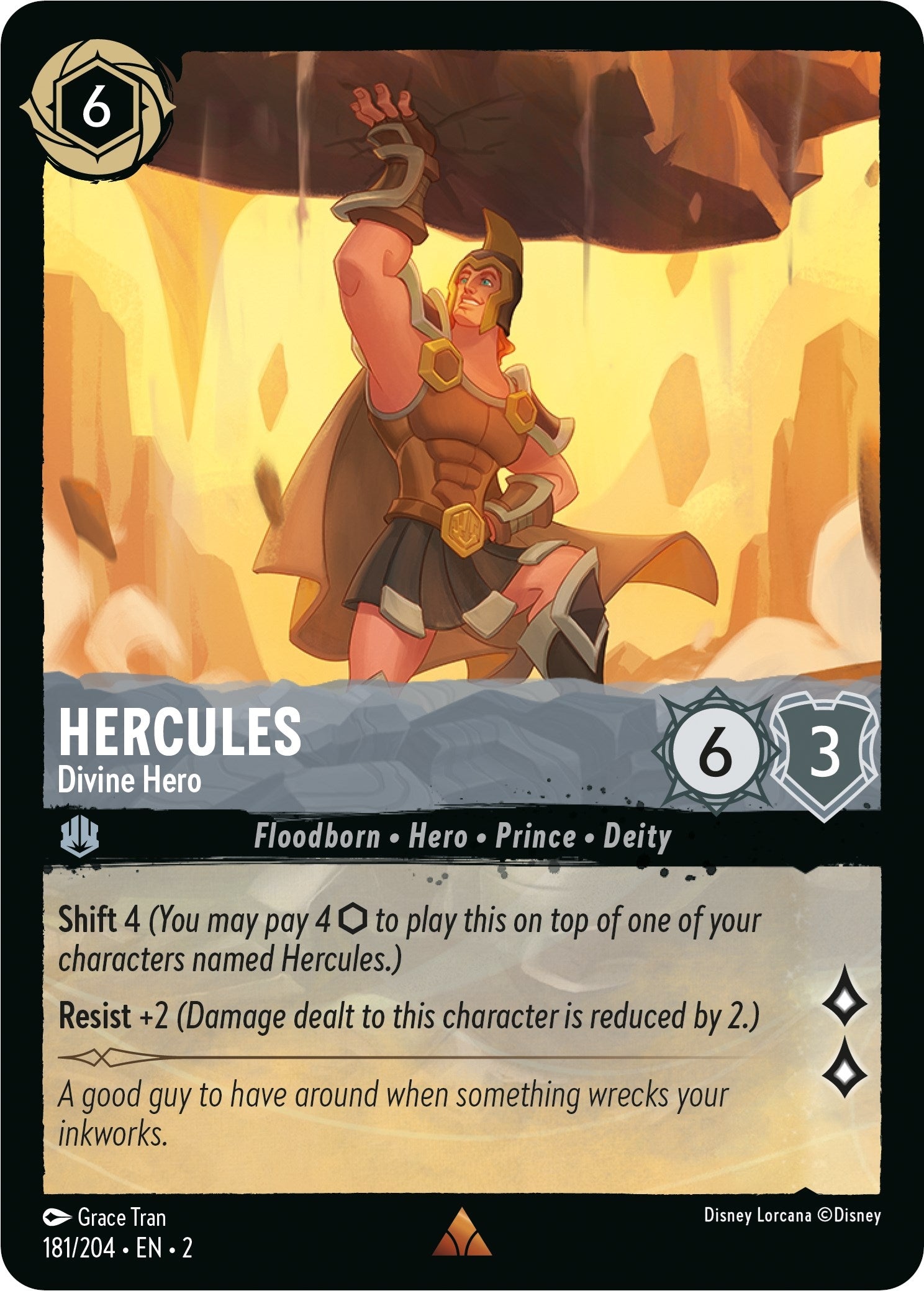 Image for Hercules - Divine Hero (181/204) (Rise of the Floodborn) (2) - Disney Lorcana