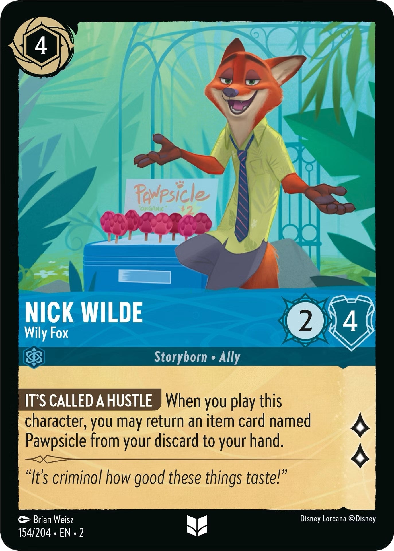 Image for Nick Wilde - Wily Fox (154/204) (Rise of the Floodborn) (2) - Disney Lorcana