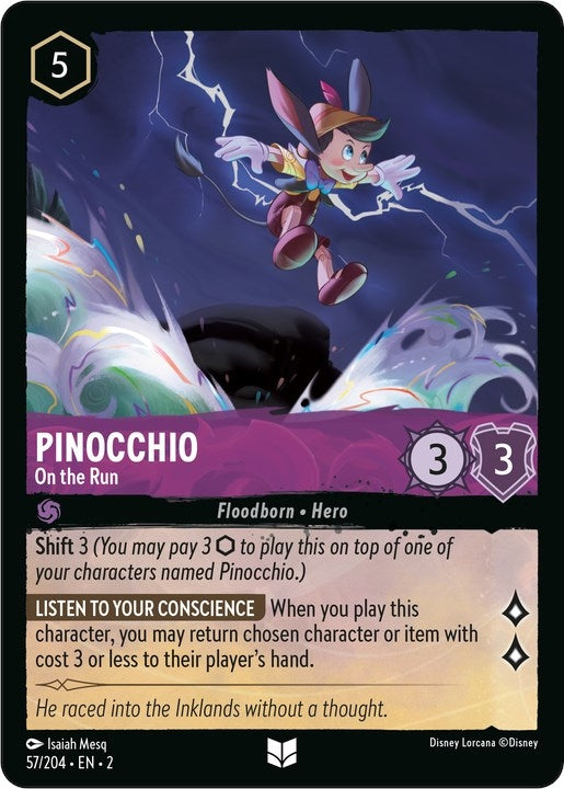 Image for Pinocchio - On the Run (57/204) (Rise of the Floodborn) (2) - Disney Lorcana