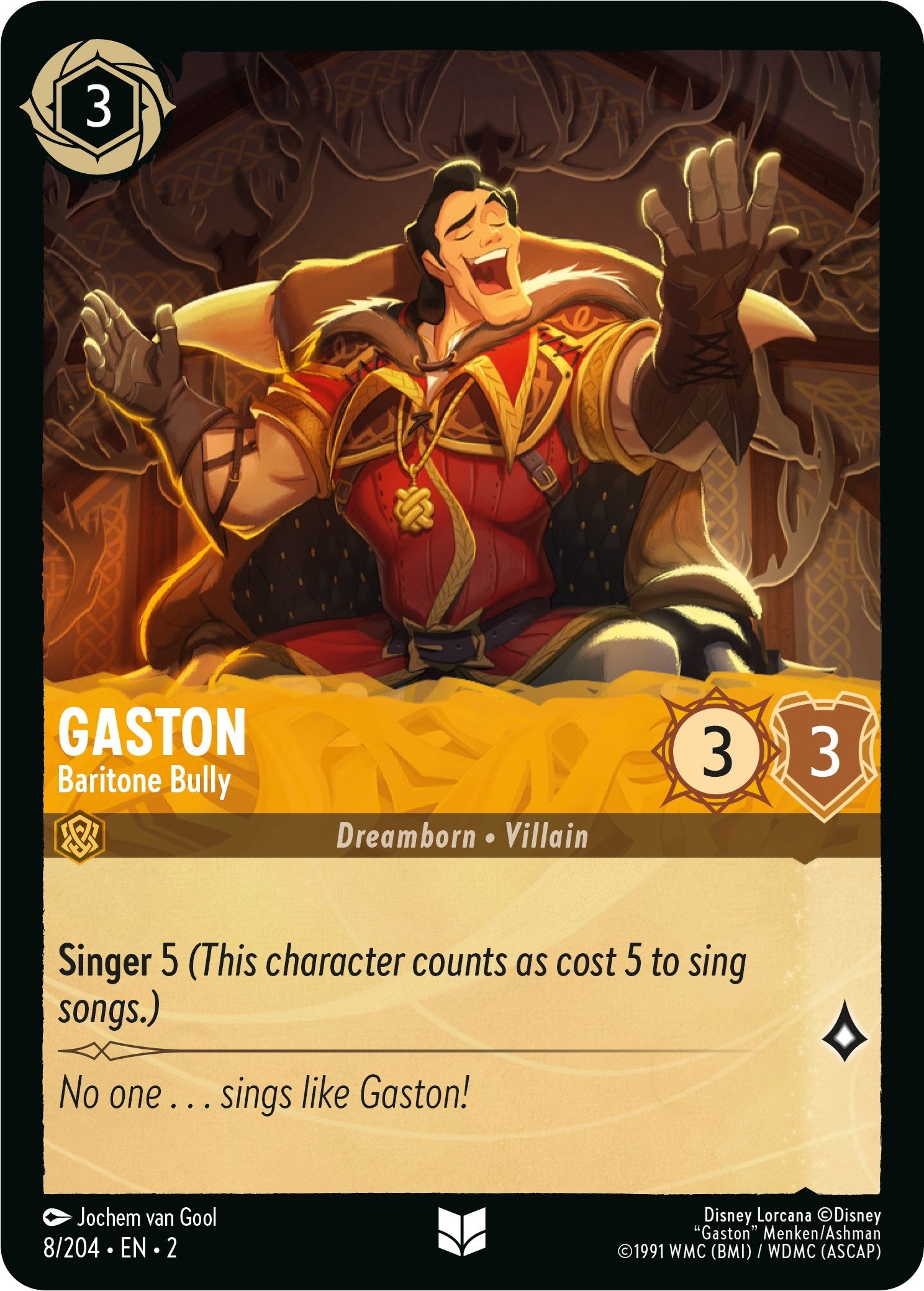 Image for Gaston - Baritone Bully (8/204) (Rise of the Floodborn) (2) - Disney Lorcana