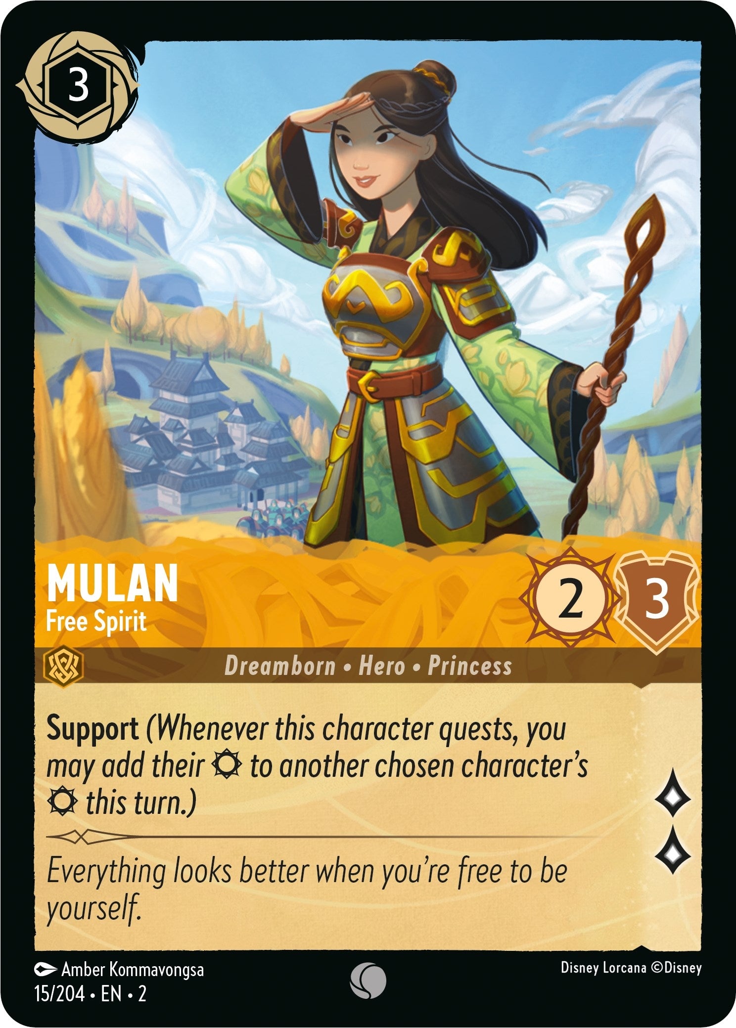 Image for Mulan - Free Spirit (15/204) (Rise of the Floodborn) (2) - Disney Lorcana