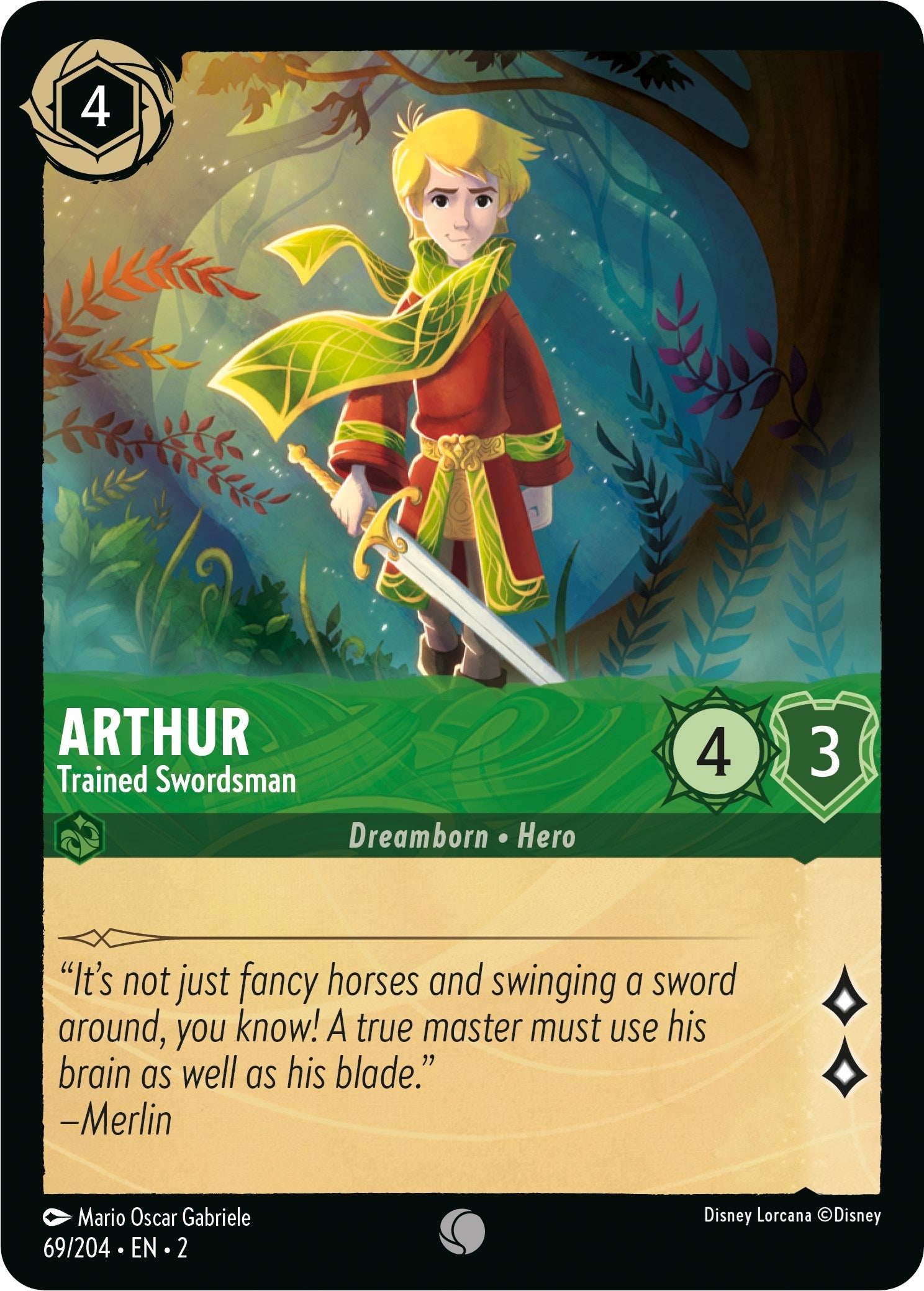 Image for Arthur - Trained Swordsman (69/204) (Rise of the Floodborn) (2) - Disney Lorcana