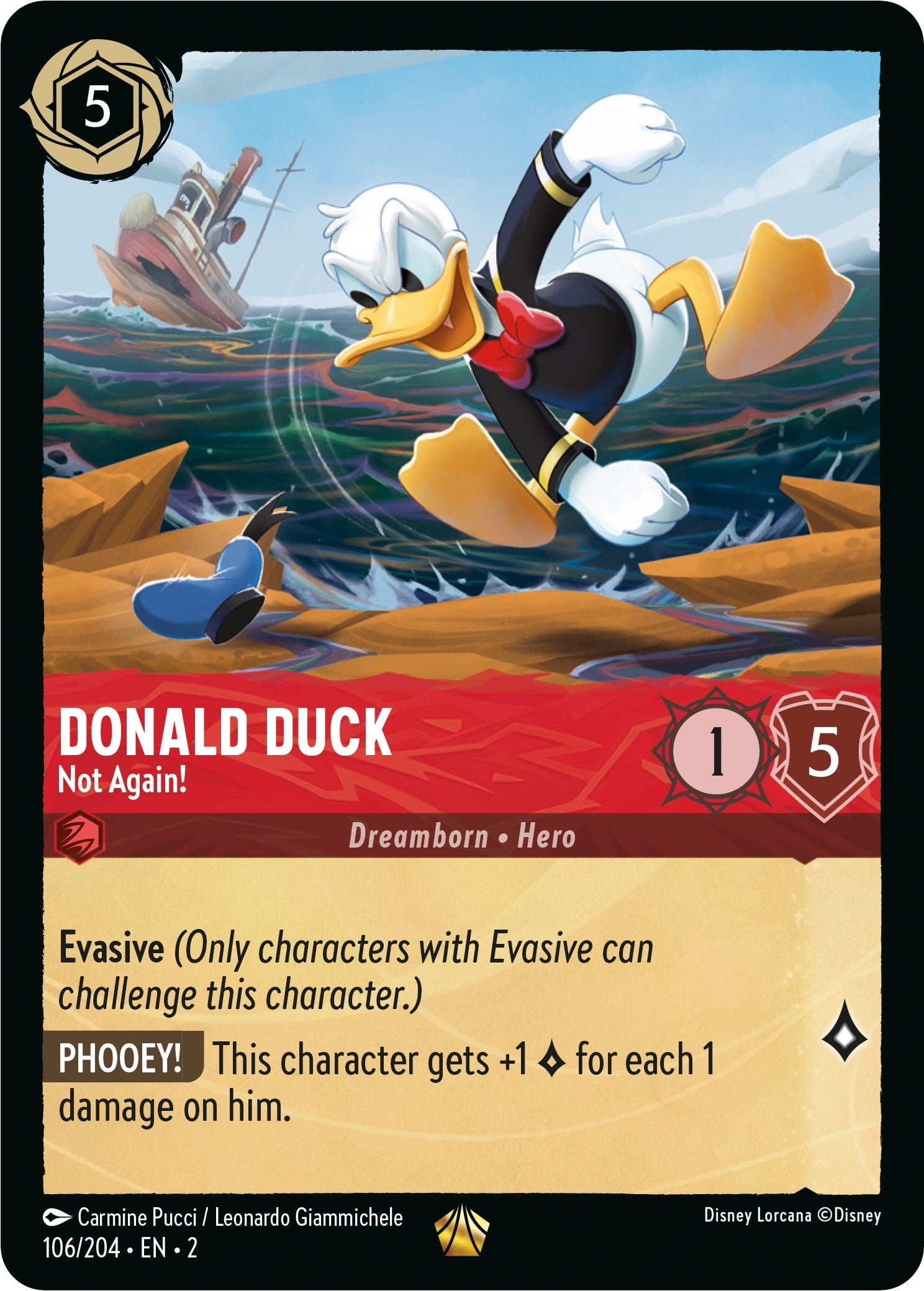 Image for Donald Duck - Not Again! (106/204) (Rise of the Floodborn) (2) - Disney Lorcana