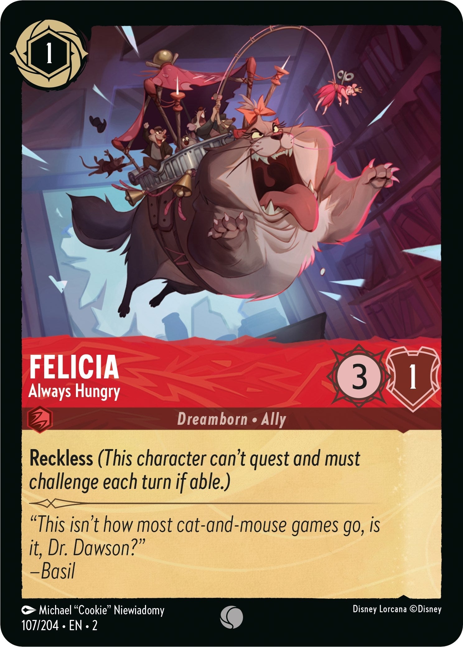 Image for Felicia - Always Hungry (107/204) (Rise of the Floodborn) (2) - Disney Lorcana