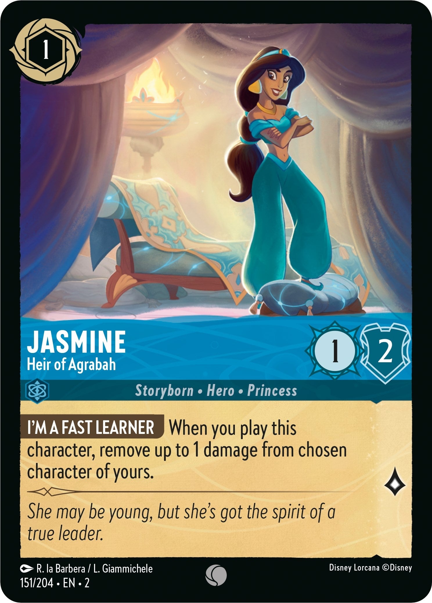 Image for Jasmine - Heir of Agrabah (151/204) (Rise of the Floodborn) (2) - Disney Lorcana