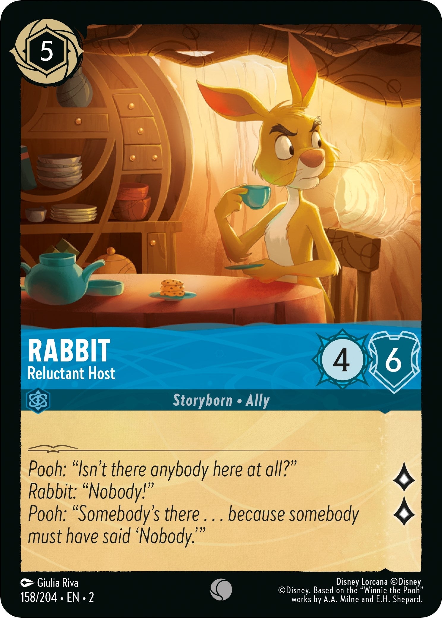 Image for Rabbit - Reluctant Host (158/204) (Rise of the Floodborn) (2) - Disney Lorcana