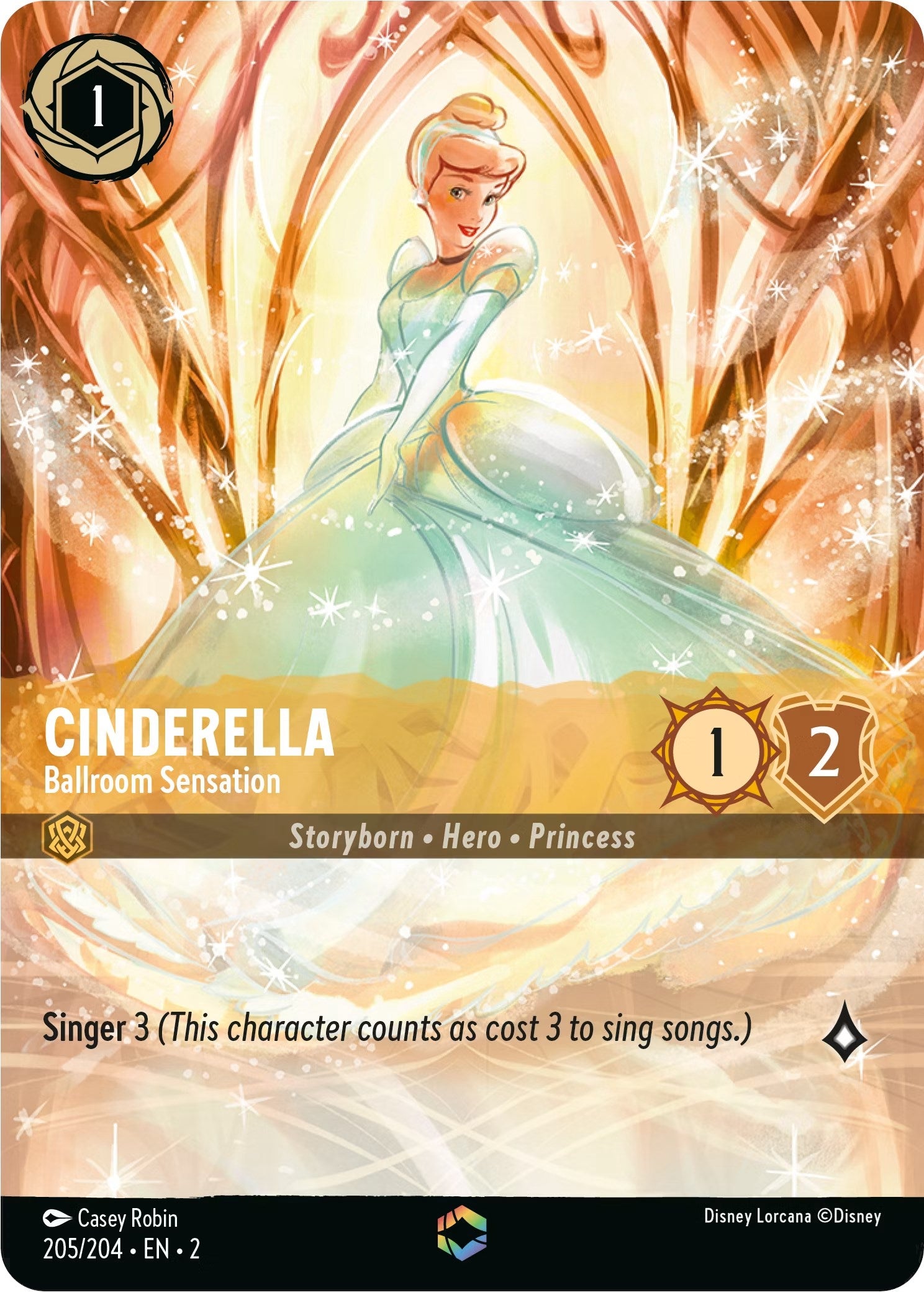 Image for Cinderella - Ballroom Sensation (Enchanted) (205/204) (Rise of the Floodborn) (2) - Disney Lorcana