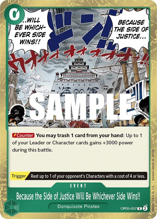 Image for Because the Side of Justice Will Be Whichever Side Wins!! (OP05-037) (Awakening of the New Era) (OP05) - One Piece Card Game