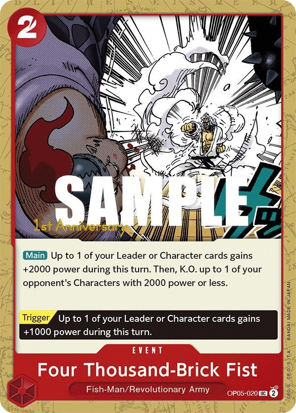 Image for Four Thousand-Brick Fist (OP05-020) (Awakening of the New Era: 1st Anniversary Tournament Cards) (OP05 ANN) - One Piece Card Game