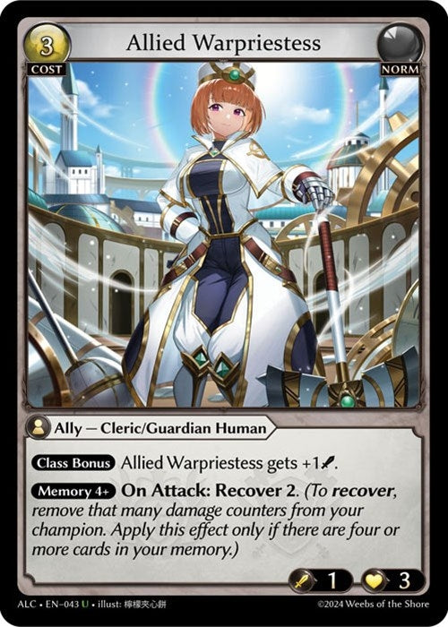 Image for Allied Warpriestess (043) (Alchemical Revolution) (ALC) - Grand Archive TCG