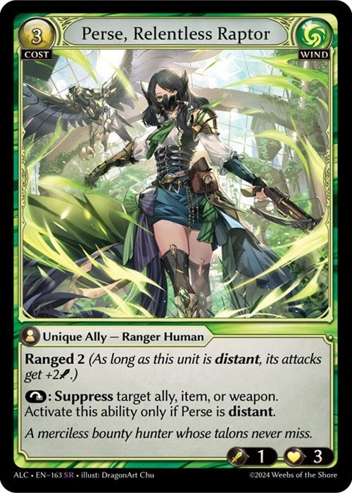 Image for Perse, Relentless Raptor (163) (Alchemical Revolution) (ALC) - Grand Archive TCG