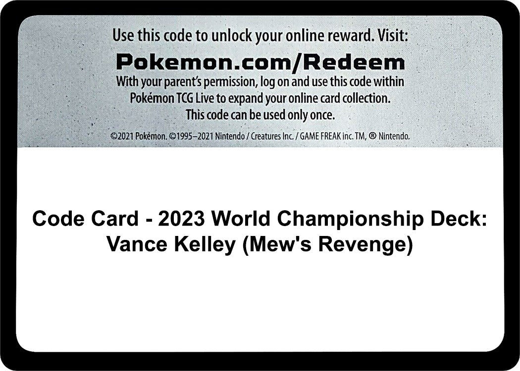 Image for Code Card - 2023 World Championship Deck: Vance Kelley (Mew's Revenge) (World Championship Decks) (WCD) - Pokemon